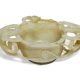 A PALE GREYISH-WHITE `CHILONG' JADE CUP - photo 1