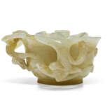 A PALE GREYISH-WHITE `CHILONG' JADE CUP - photo 3