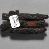 A CARVED WOOD SCULPTURE (NETSUKE) OF A CHARCOAL PILE - photo 2