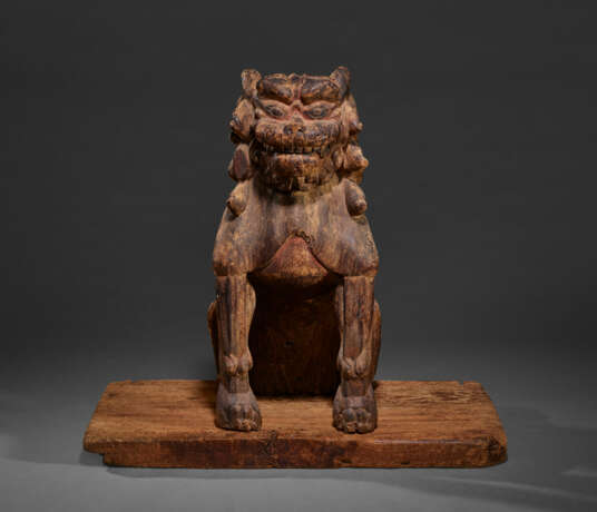 A WOOD SCULPTURE OF KOMAINU (LION-DOG) - photo 1