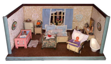 Puppenstube Schlafzimmer 1950er Jahre