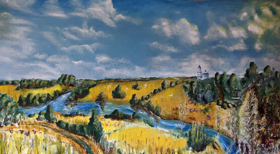 „sommerlandschaft“ Leinwand Ölfarbe Impressionismus Landschaftsmalerei 2004 - Foto 1