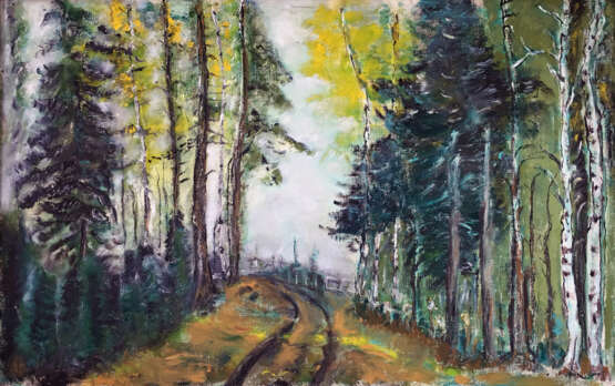 “road in the forest” Canvas Oil paint Impressionist Landscape painting 2005 - photo 1
