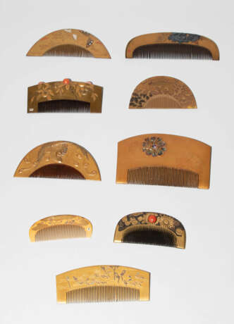 Lot: 9 Lack-Kämme, darunter einer von Koma Kansai (1767–1835) - photo 2