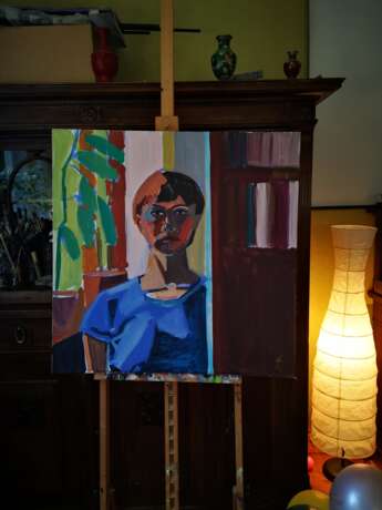 Отражение в зеркале Canvas on the subframe Acrylic paint выразительный портрет Portrait Russia 2014 - photo 1