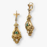 A pair of emerald and diamond drop earrings - photo 1