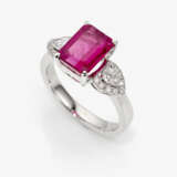 An eternity ring with a rubellite, brilliant cut diamonds and diamond drops - photo 1