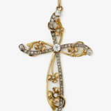 An Art Nouveau cross pendant decorated with diamonds - фото 2