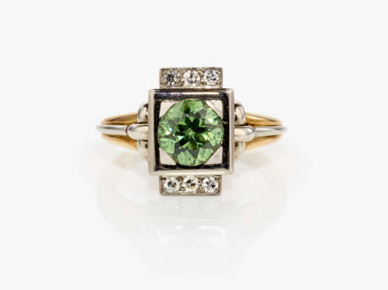 A historical ring with a small demantoid rarity and diamonds - фото 2