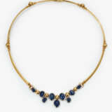 A necklace with sapphire cabochons and brilliant cut diamonds - фото 2