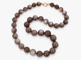 A moonstone bead necklace