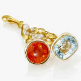 A brooch / hatpin with a topaz, probably fire opal and cultured pearls - photo 2