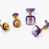 Two pair of cufflinks decorated with amethysts - photo 1