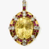 A pendant with yellow sapphire, diamonds, pearls and rubies - фото 2