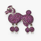 A poodle pendant decorated with pink sapphires and brilliant cut diamonds - photo 1