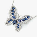 A ''butterfly'' pendant necklace decorated with brilliant cut diamonds and sapphires - photo 1