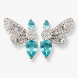 A pair of ''butterfly'' stud earrings decorated with azure blue apatites, brilliant- and baguette-cut diamonds - photo 1
