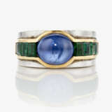 A ring with a sapphire and emeralds - photo 2