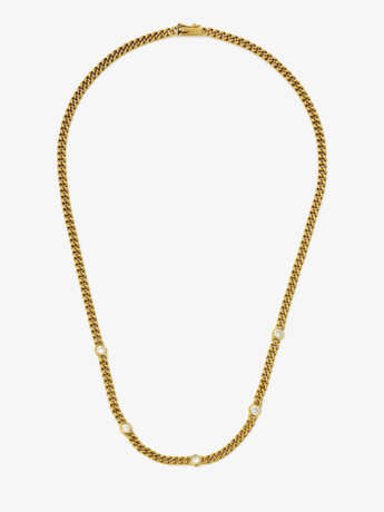 A curb link chain necklace with brilliant cut diamonds - фото 2