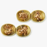 A pair of cufflinks decorated with a wood grouse and a stag / a roebuck and a wild boar - photo 1