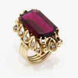 A historical ring decorated with a magnificent, rarely large rubellite and brilliant cut diamonds - photo 1