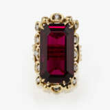 A historical ring decorated with a magnificent, rarely large rubellite and brilliant cut diamonds - фото 2