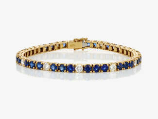 A bracelet with sapphires and brilliant cut diamonds