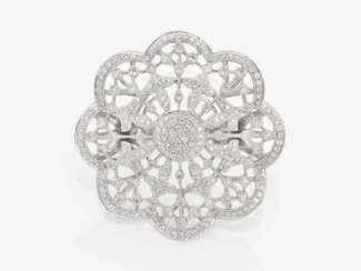 A historicising cocktail ring decorated with brilliant cut diamonds