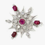 A star pendant decorated with brilliant cut diamonds and rubies - photo 1