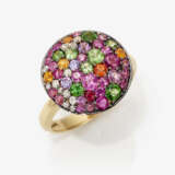 A cocktail ring decorated with coloured gemstones and brilliant cut diamonds - Foto 1