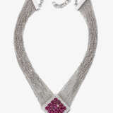 An expressive necklace with vivid to deep red rubies and brilliant cut diamonds - фото 2