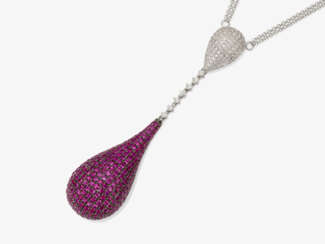 A Shorty necklace decorated with rubies and brilliant cut diamonds