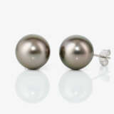 A pair of stud earrings with South Sea Tahitian cultured pearls - photo 1