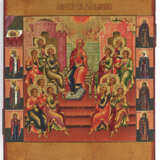 Descent of the Holy Spirit upon the Apostles (Pentecost) with eight saints depicted on the borders - фото 1