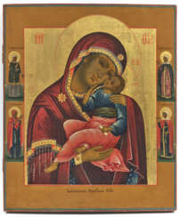 Mother of God Eleusa with four saints depicted on the borders