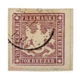 Altdeutsche Staaten / Württemberg - 1873, 70 Kreuzer violettbraun, gestempelt, - фото 1