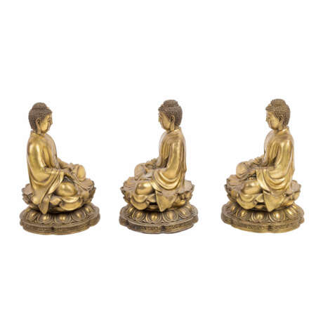 3 Buddha-Darstellungen aus Messing. TIBETO-CHINESISCH. - photo 4