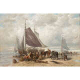 THOMASSIN, DÉSIRÉ (1858-1933), "Fischer bei Ihren Segelbooten am Strand", - photo 1