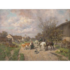 THOMASSIN, DÉSIRÉ (1858-1933), "Begegnung vor dem Dorf",