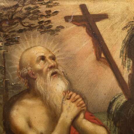 MALER/IN 17./18. Jh., "Der Heilige Hieronymus in der Felsengrotte betend", - Foto 3