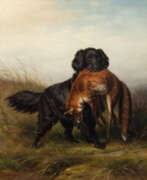 Иоганнес Кристиан Дейкер. DEIKER, JOHANNES CHRISTIAN (1822-1895), "Jagdhund, einen Fuchs apportierend",
