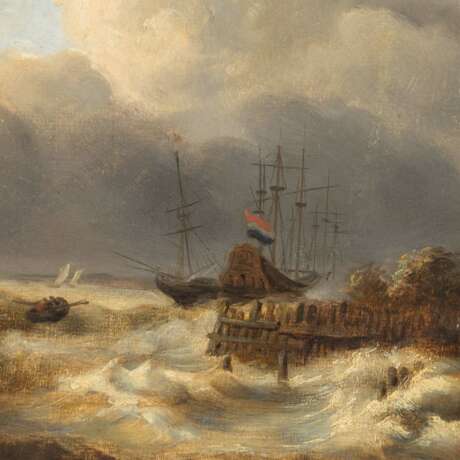 ACHENBACH, A. (Maler 19. Jh.), "Schiffe auf tosender See vor der Küste", - фото 4