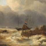 ACHENBACH, A. (Maler 19. Jh.), "Schiffe auf tosender See vor der Küste", - photo 4