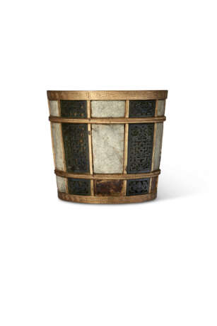 A CHINESE JADE AND SHAGREEN-INSET GILT-BRONZE JARDINIÈRE - photo 1