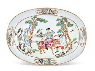 A CHINESE EXPORT PORCELAIN 'DON QUIXOTE' OVAL PLATTER
