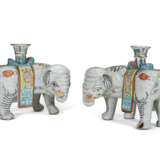 A PAIR OF CHINESE EXPORT PORCELAIN ELEPHANT CANDLEHOLDERS - photo 1