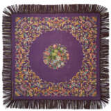 AN ENGLISH EMBROIDERED TABLE COVER OF PURPLE FACECLOTH - photo 2