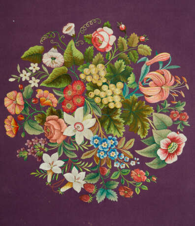 AN ENGLISH EMBROIDERED TABLE COVER OF PURPLE FACECLOTH - photo 6