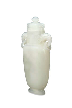 A CHINESE WHITE JADE VASE AND COVER - Foto 3