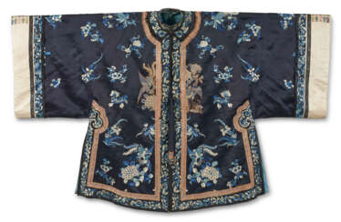 TWO CHINESE EMBROIDERED SILK INFORMAL ROBES